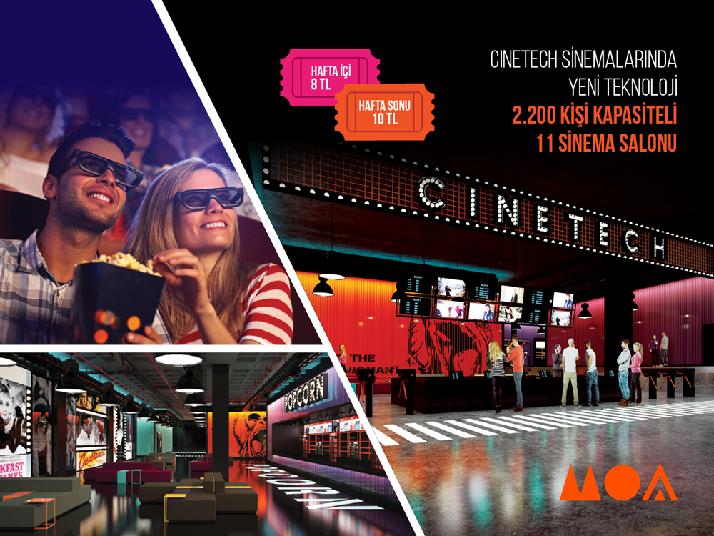 Dünya standartlarında film izleme keyfi, 2.200 kişi kapasiteli 11 salonlu Cinetech Sinemaları